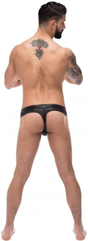 Male Power String met Rits black L/XL