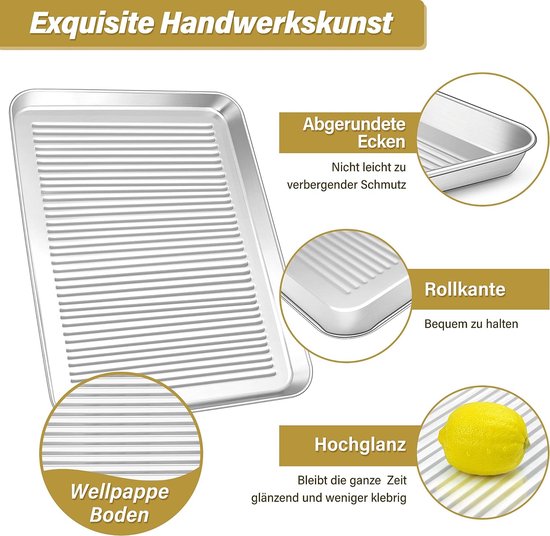 Fire More Bakplaat met Koelrooster, roestvrij staal rechthoekig bakraam, 40,5 x 30,5 x 2,5 cm, taartplaat met deksel, vaatwasmachinebestendig, voor bakken, braden en serveren Fire More Bakplaat met Koelrooster, roestvrij staal rechthoekig bakraam, 40,5 x 30,5 x 2,5 cm, taartplaat met deksel, vaatwasmachinebestendig, voor bakken, braden en serveren