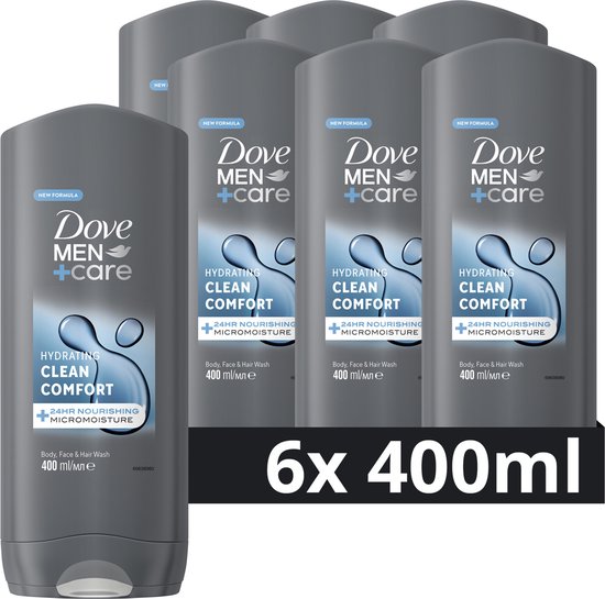 Dove Men+Care Clean Comfort 3-in-1 Douchegel - 6 x 400 ml -  Voordeelverpakking | bol