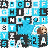 Bol.com KIDIZ® 86-Delige Puzzelmat Speeltapijt Schuimmat Kindertapijt Puzzel Cijfers en Letters Beschermende Mat - Blauw aanbieding