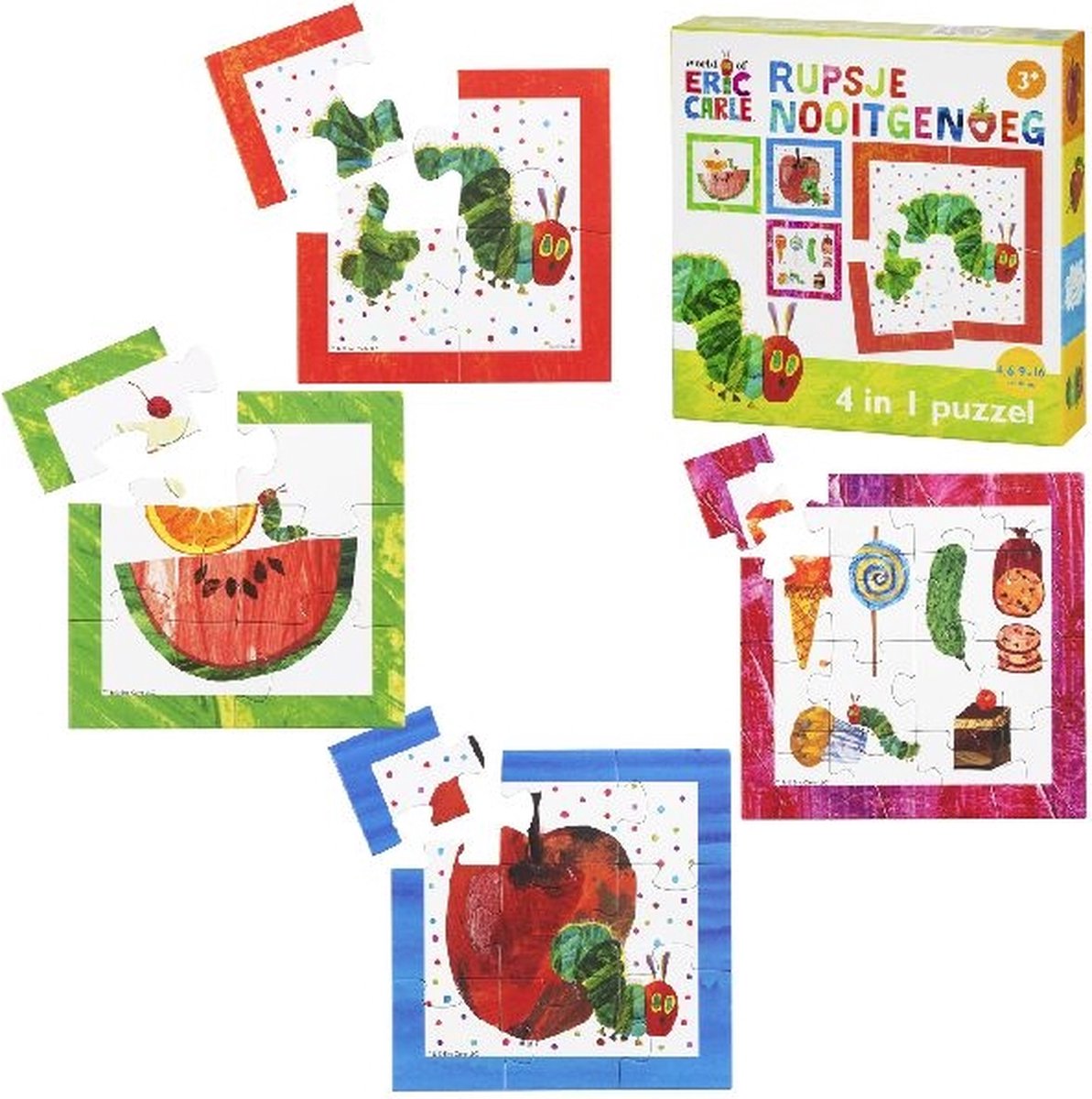 Rupsje Nooitgenoeg puzzel 4 in 1 educatief peuter speelgoed - kinderpuzzel 4x6x9x16 stukjes leren puzzelen - cadeautip puzzel 3 jaar en ouder - Bambolino Toys — afbeelding 14