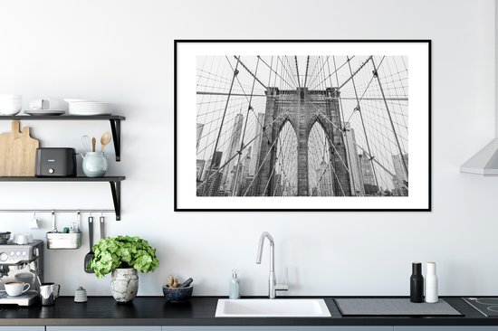 Cadre photo avec affiche - Bridge de Brooklyn - Pont - Architecture - Bâtiment - 120x80 cm - Cadre pour affiche