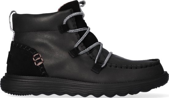 HEYDUDE Reyes Leather Dames Boots Black/Black