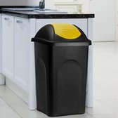 Poubelle poubelle couvercle pliable 60 litres poubelle conteneur à déchets en plastique Cuisine Prullenbak maison (Zwart/jaune)