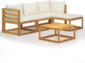 The Living Store Loungeset Acacia - 206x138x60cm - Natuurlijke houtkleur - Geschikt voor buitengebruik
