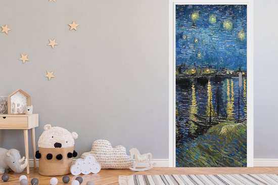Sticker de porte Nuit étoilée sur le Rhône - Van Gogh - Art - 80x205 cm - Poster de porte