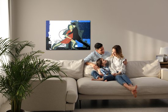 Painting King - Tableau sur toile Couple dansant sur fond abstrait dans un style rétro - 100 x 70 cm