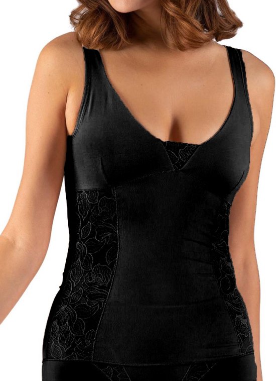 Nina von C Chemise corrective coton - dentelle - 40 - Zwart