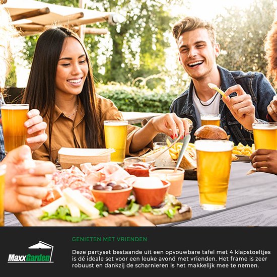 MaxxGarden Opvouwbare Picknicktafel - Biertafel met banken - Vouwtafel - campingtafel set - Plooitafel 4 persoons - Wit - 120 x 70cm van Merkloos — afbeelding 5