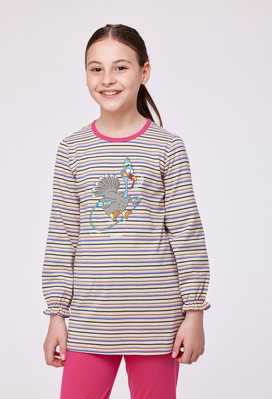 Woody Meisjes-Dames Pyjama multicolor streep - maat S