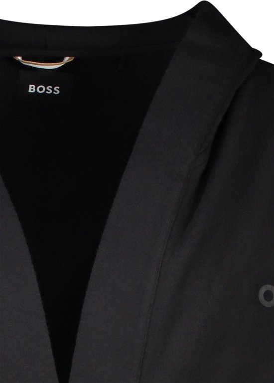 BOSS Iconic French Terry Robe - heren badjas (middeldik) - zwart - Maat: M