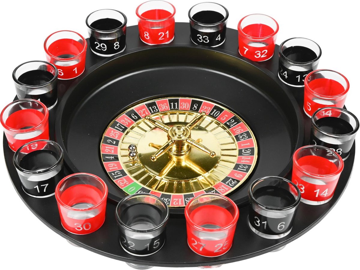 Roulette drankspel - Met 16 glazen en draaibaar wiel voor shots van Benson — cadeau in Partyspellen - foto 3