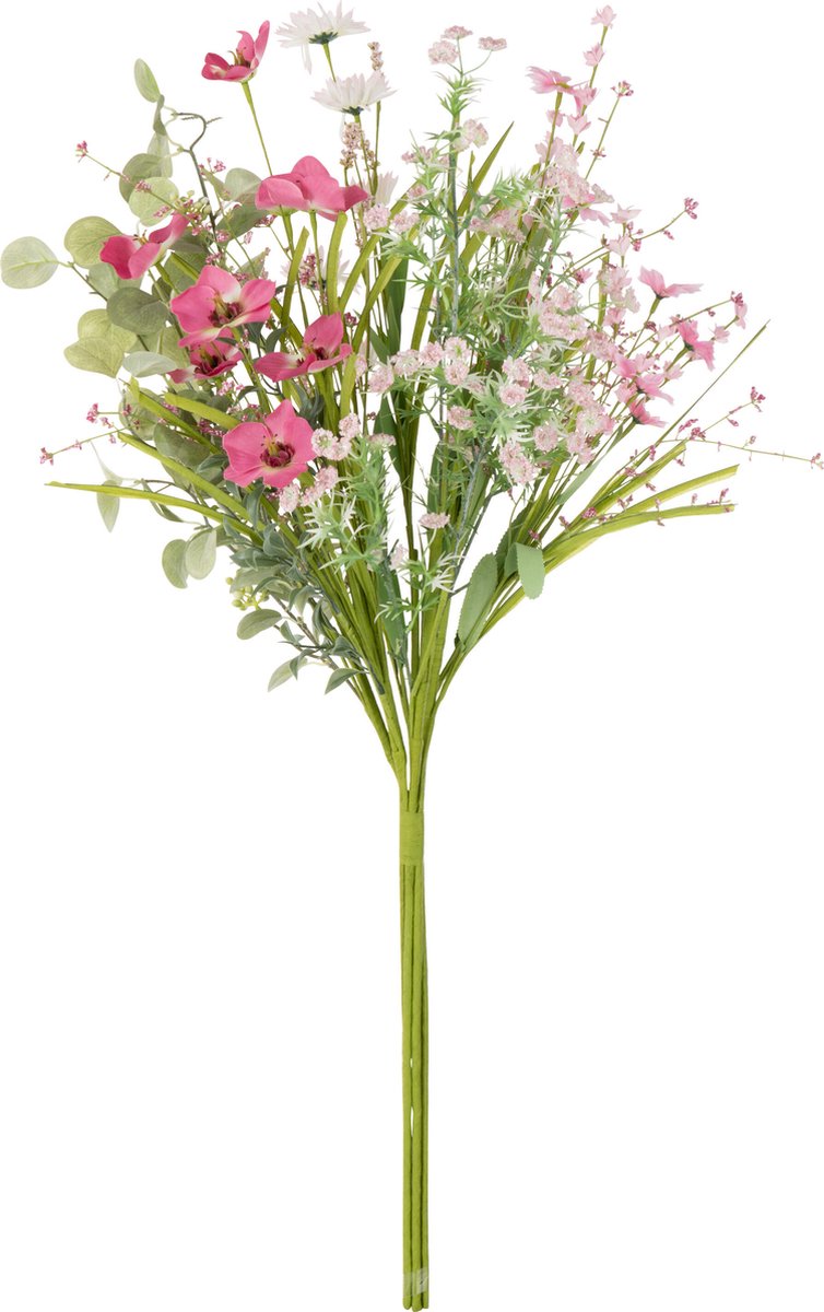 J-Line boeket Mix Bloemen - kunststof - roze