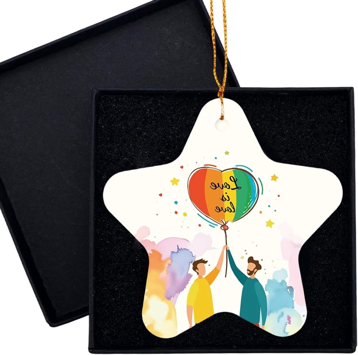 LGBTQ Geschenken, Regenboog Keramische Herinneringen Ornamenten, Ster Plaquette voor Gay Pride en Ondersteuning van Biseksuelen, Lesbiennes en Transgender tijdens Pride Maand