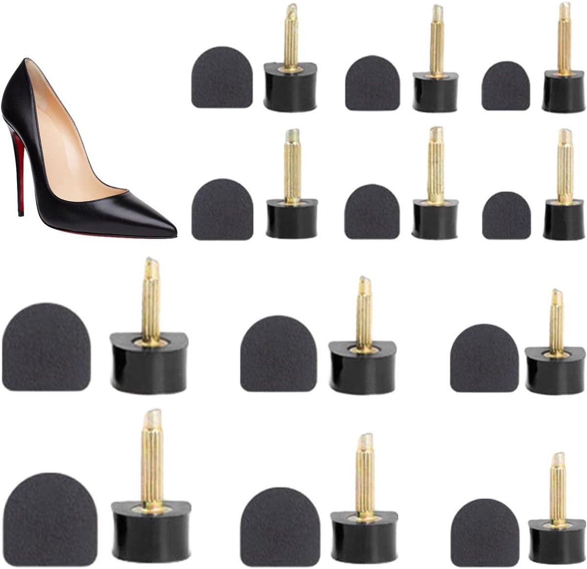 12 Paar Reserve Hakken, Hoog Hakken Bescherming, Vervangbare Hiel Pads, Duurzame Hiel Reparatie, Antislip Hakken Accessoires, Zwart