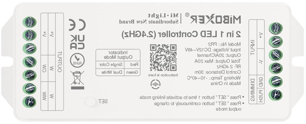 LED Controller - Dimmer Schakelaar - Verlichting Instellen - 2-in-1 Functie - DC 12-48V - PR2