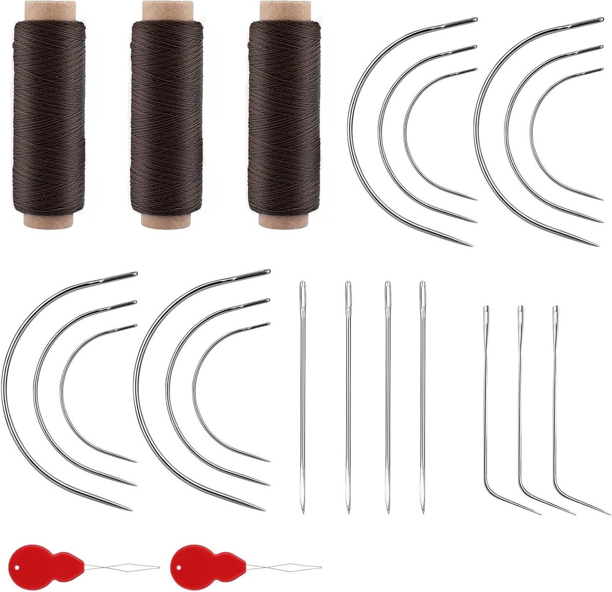 25-delige Set Handnaalden voor Het Maken van Wigs, Haarweft en Vlechtextensions met Draad en Curved Naalden