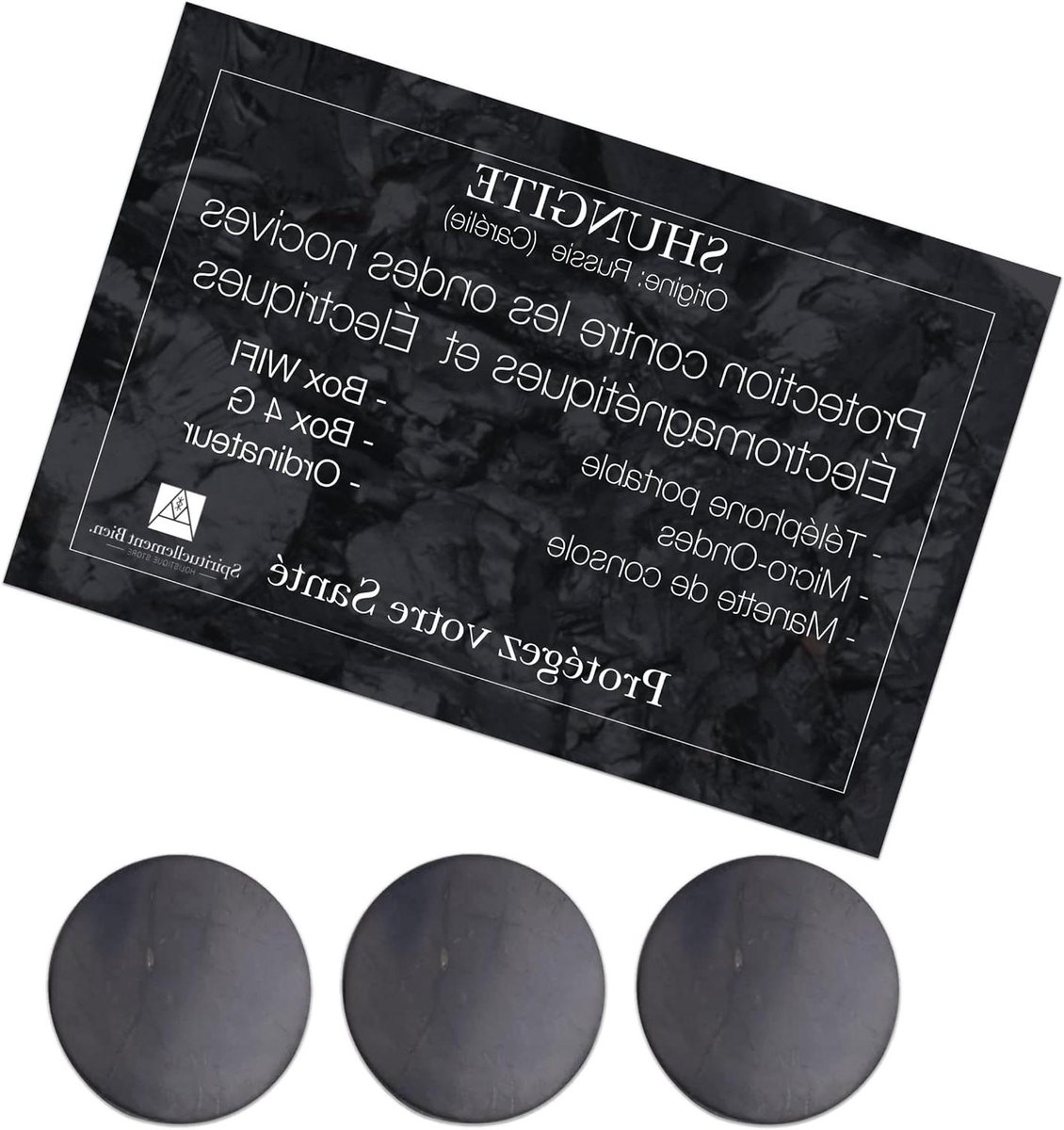 Shungiet Pleistertabletten - Beschermende Steen - Bescherming Elektromagnetische Golven - Natuursteen - 11 x 5 x 1 cm - Zwart