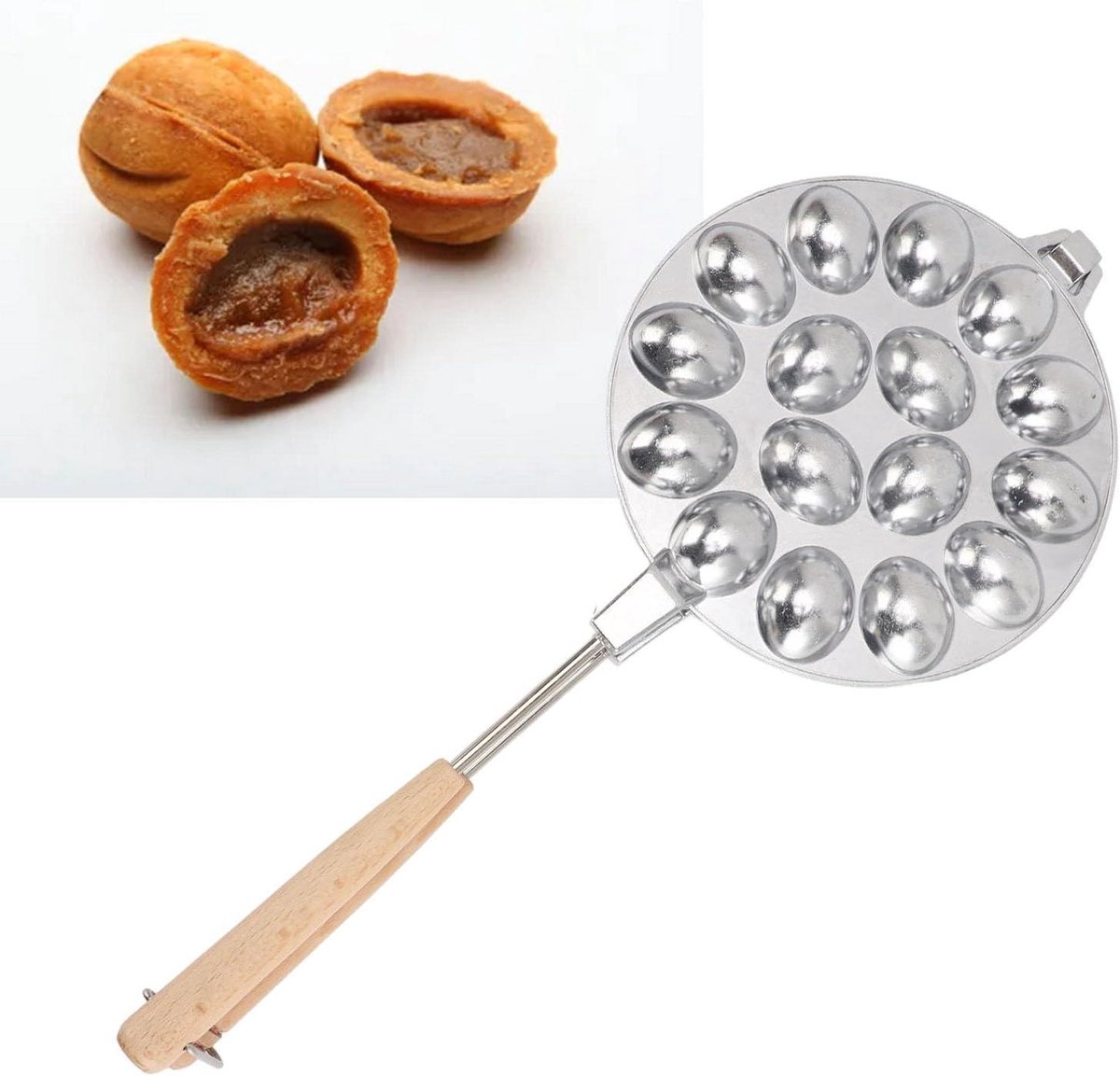 Koekjesmaker Walnoot - Walnootkoekjes Vorm - Thuis Bakken - 16 Holtes - 16 Aantal - Bruin