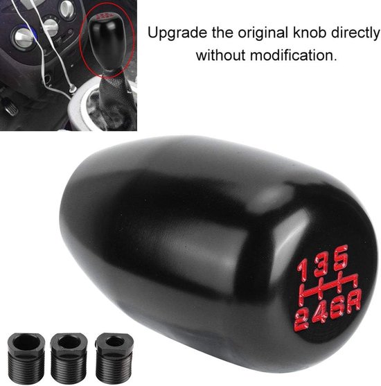 Versnellingspookknop Auto - Schakelknop Handgeschakeld - Auto Interieur Upgrade - Universele Pasvorm - 3 Adapters - Zwart van Merkloos — afbeelding 3
