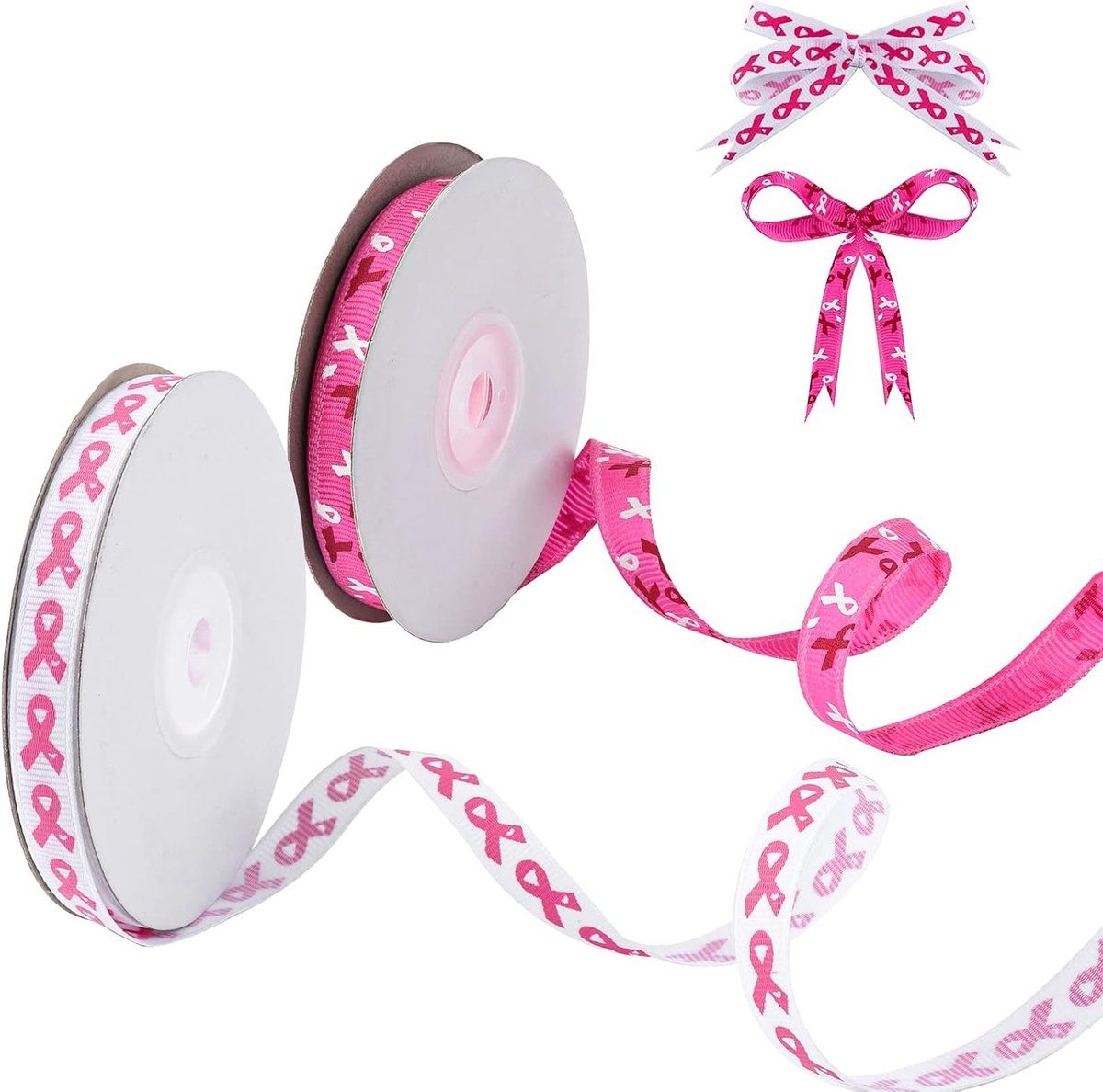 Roze Ribbons voor Kankerbewustzijn - 2 Stuks Grosgrain Lint voor Cadeauverpakking en Creatieve Decoratie
