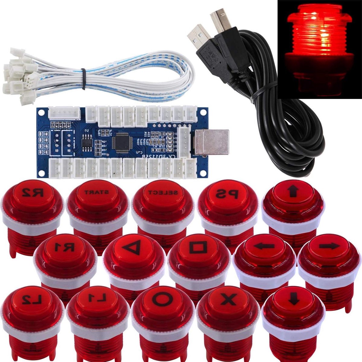 Arcade Game Stick DIY Kit - Hit Box Controller - Fighting Game Control - LED Cherry MX Switches
