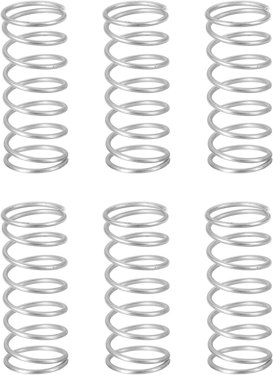Drukveren Roestvrij Staal - Verlengveer Compressieveer - Reparaties Uitvoeren - Roest- en Corrosiebestendig - 1.2mm x 15mm x 40mm - Zilver