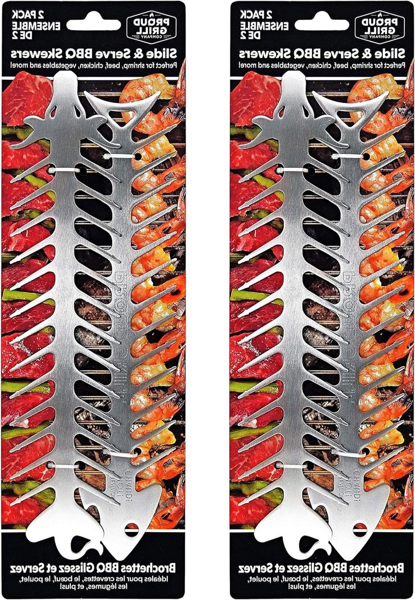 Grillspiesen Set - Barbecue Prikkers - Eten Grillen - Innovatief Ontwerp - 4 stuks - Zilver