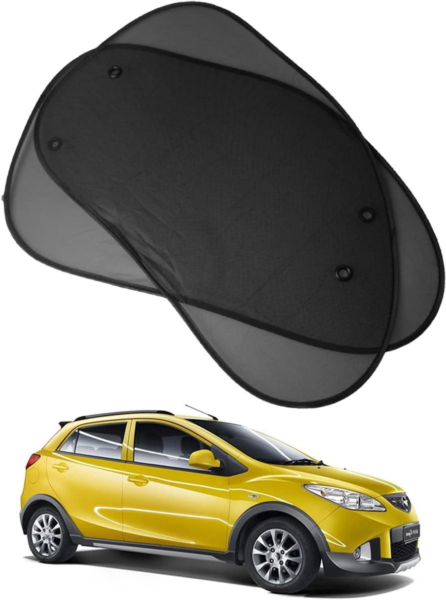 Set van 2 Zwarte Auto Zonnebeschermers - Zijdelingse Raamzonneschermen, Reflecterende Warmtebescherming voor Auto's en Ramen