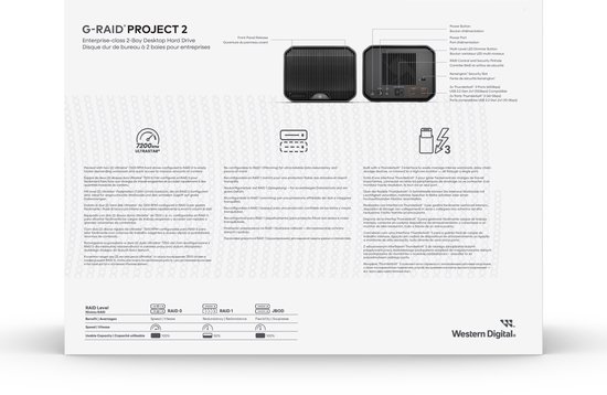 G-RAID® PROJECT 2 24TB, High-Capacity 2-Bay hardware RAID, Thunderbolt™ 3, USB-C, 7200RPM Ultrastar® Harde Schijf (HDD), tot 510MB/s schrijven. JBOD - Desktop RAID — afbeelding 5