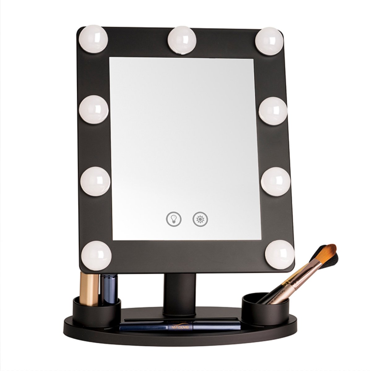 Hearyoo Make Up Spiegel met LED Verlichting - 180° Draaibaar - Touch Dimbaar - Perfect als Moederdag Cadeau -Zwarte