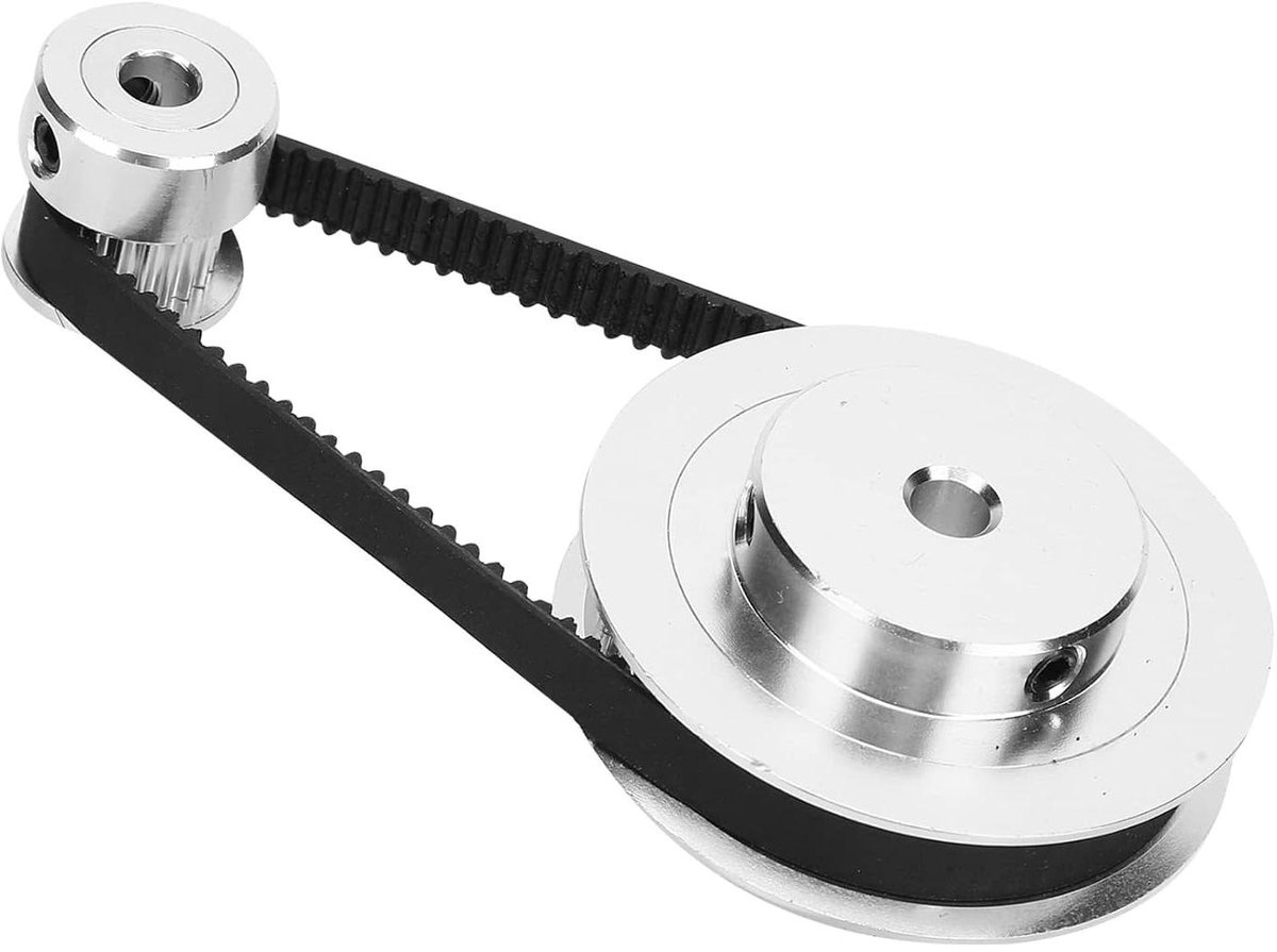 Tandriemschijf Set - Distributieriem Wielen - 3D Printer Onderdelen - Aluminium Duurzaam Materiaal - 20 & 60 Tanden - Zilver