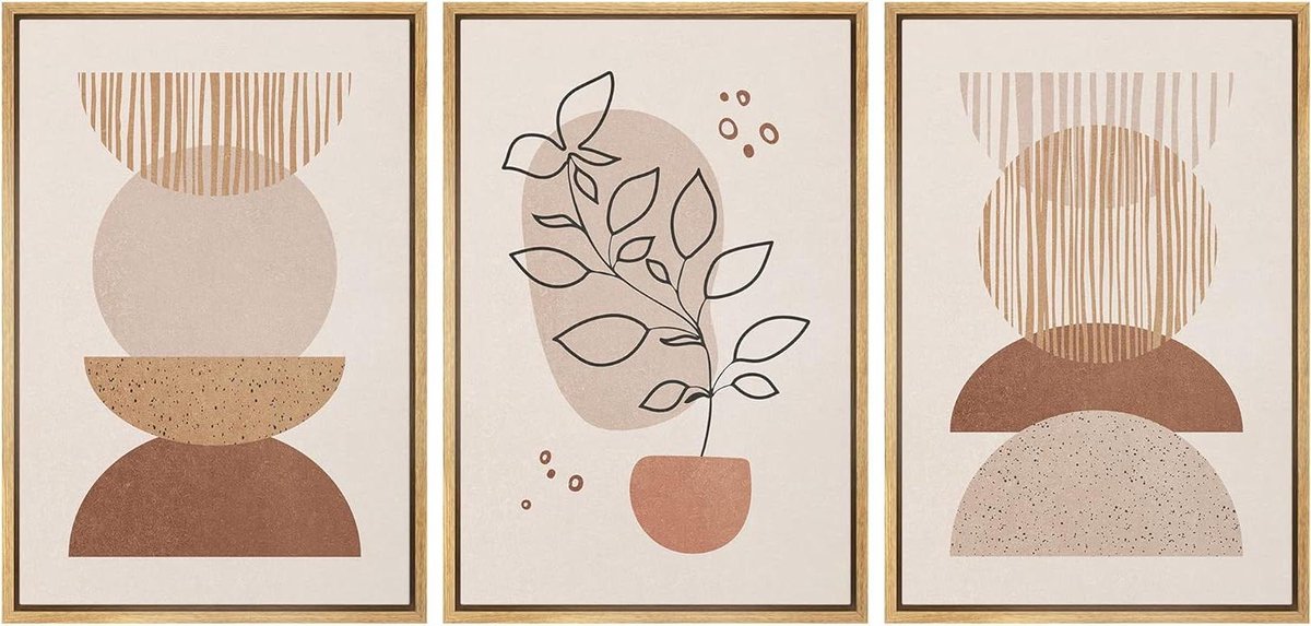 Canvas Muurkunst Set - Ingelijste Prints - Woonkamer Decoratie - Geometrische Pastel Vormen - 3x 16"x24" - Meerdere Kleuren