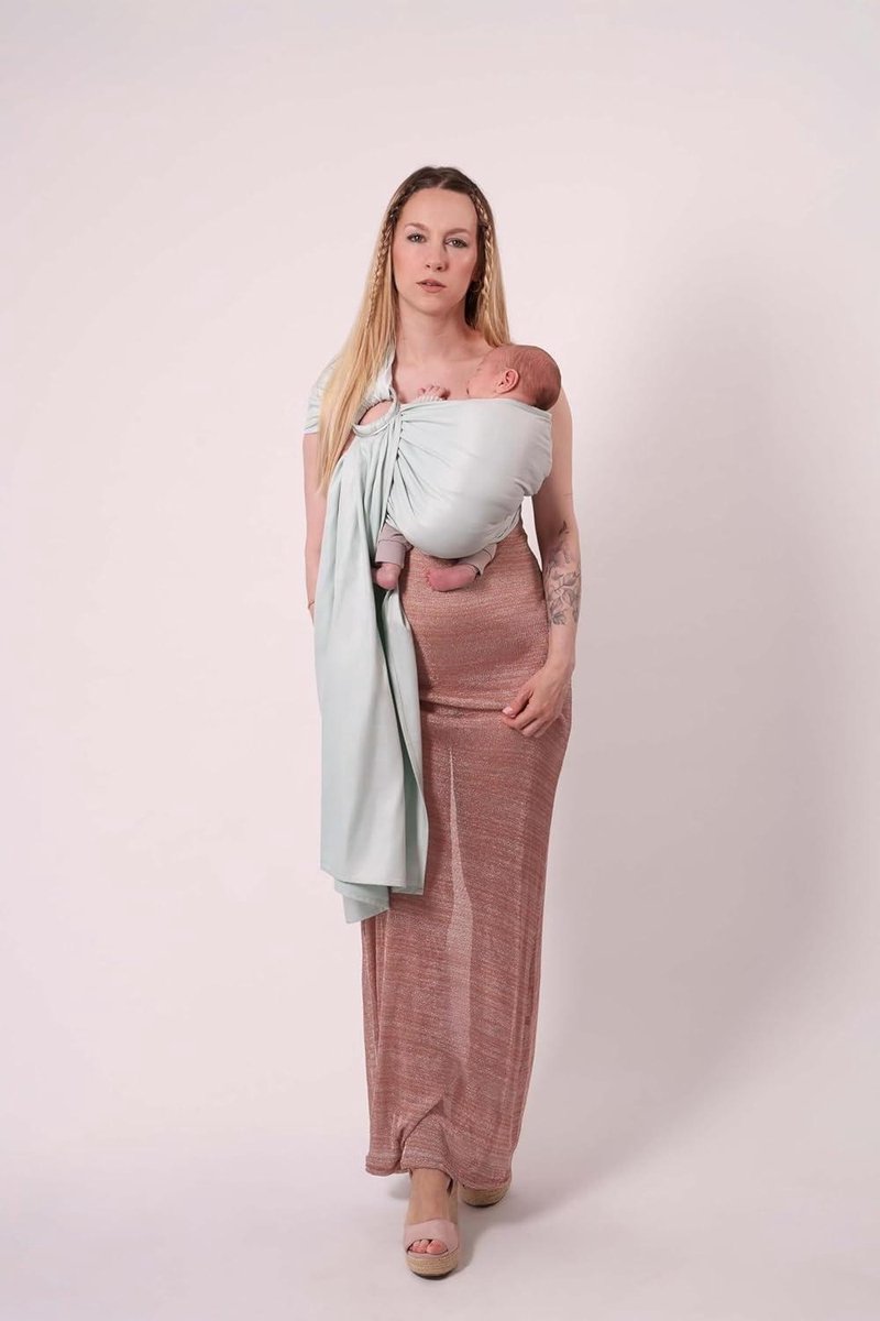 Geweven Draagdoek - Ring Sling - Baby Dragen - Zonder Knoop Installatie - Tot 14 kg - Helder Azuurblauw
