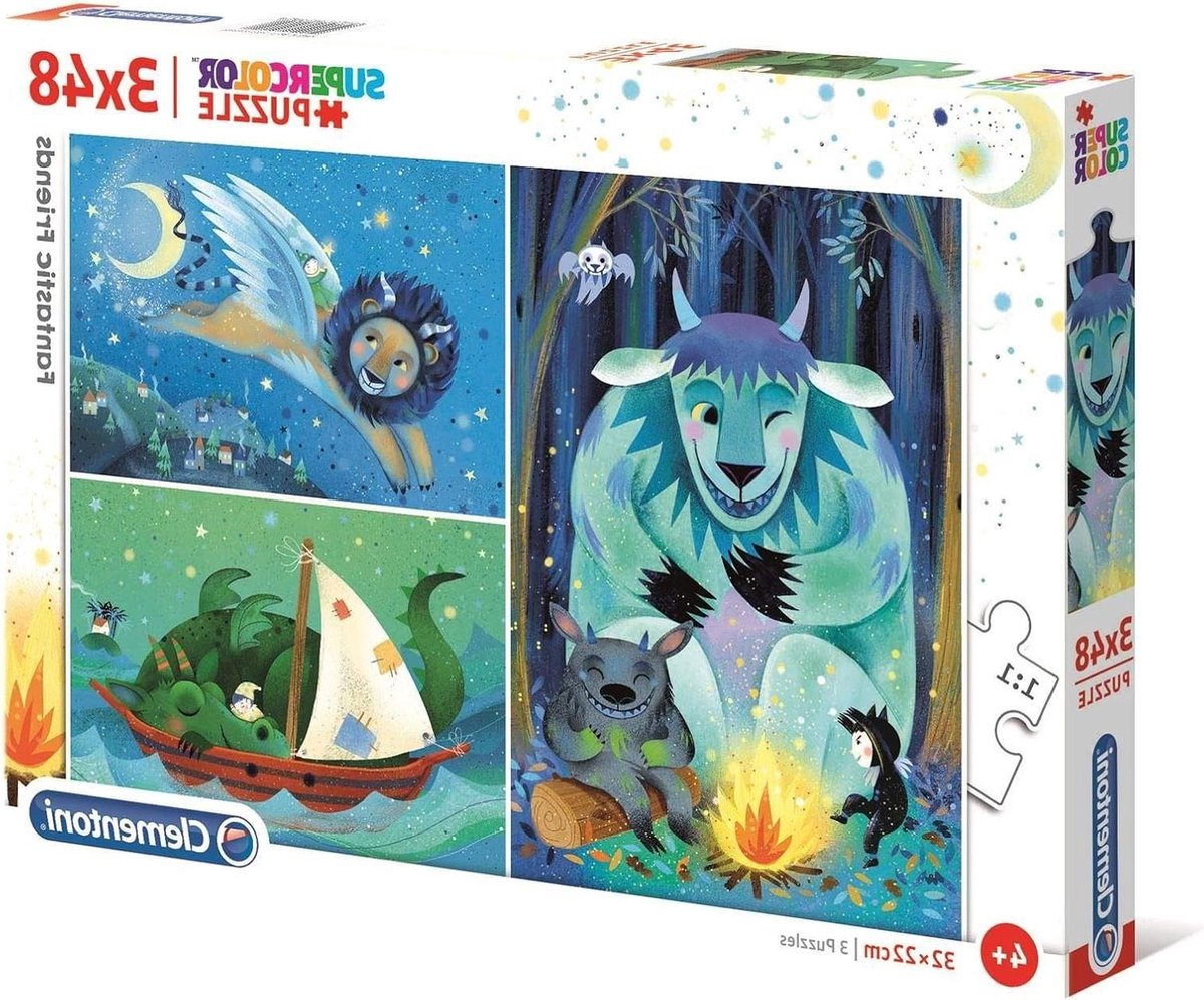 Puzzel Set - Kinderspellen - Ontwikkelen Creativiteit - Supercolor Techniek - 3 x 48 Stukjes - Multi