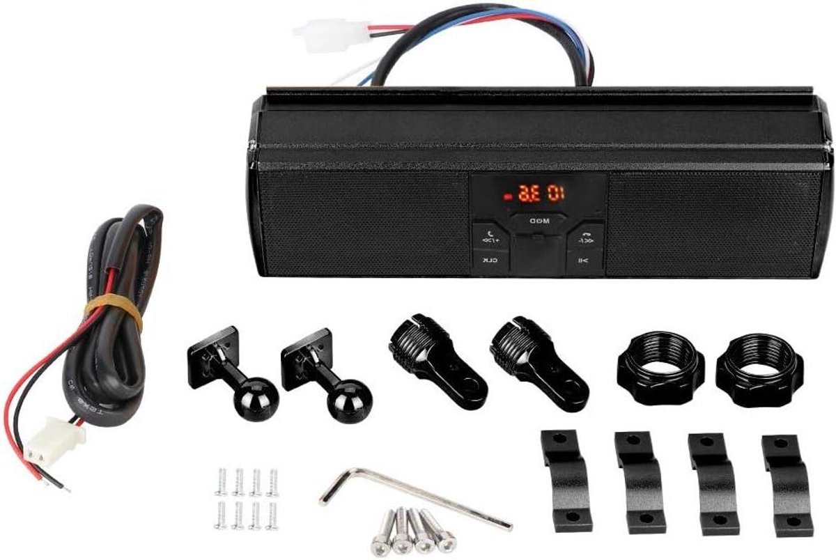 Motorfiets Luidspreker Systeem - Stereo Audio - Muziek Luisteren - Waterdicht Bluetooth - Stuurmontage - Zwart