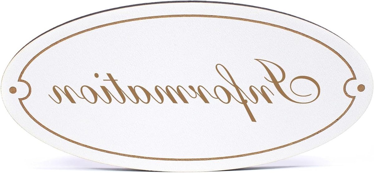 Deurbord Ovaal - Naambordje Hout - Deur Decoratie - Zelfklevend Ophangen - 15 x 7 cm - Wit