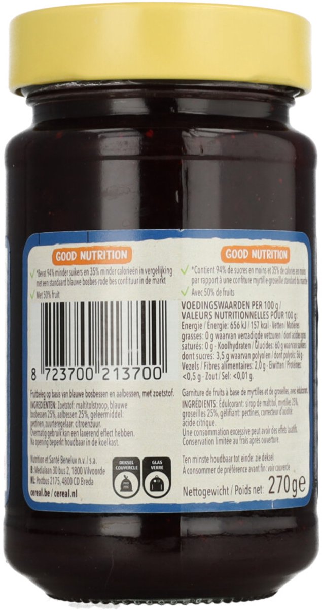 Céréal Jam Bosbes & Rode Bes - 3 x 270 gr - Voordeelverpakking