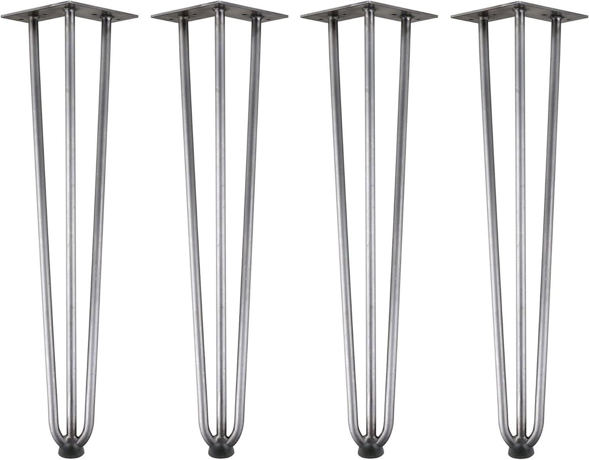 Tafelpoten Set - Haarspeldpoten Staal - Zelf Tafel Maken - Drie Steunpunten - 60 cm Hoog - Zwart
