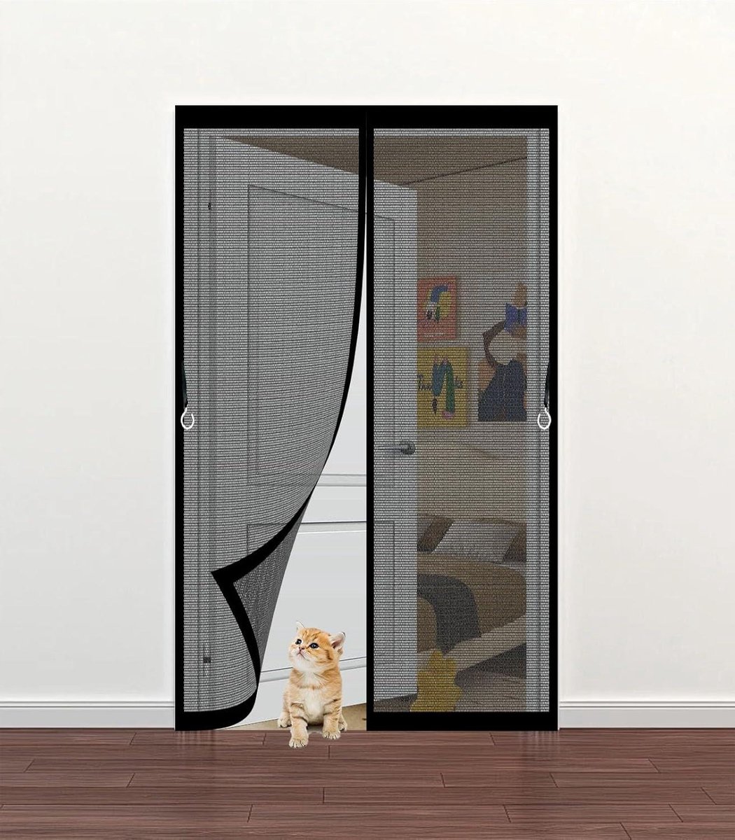 Raamhor - Insectenhor Vliegenhor - Insecten Buiten Houden - Magnetische Sluiting - 122 x 200 cm - Zwart