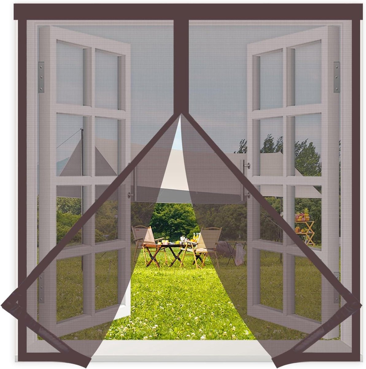 Horregaas Raam - Magneet Gordijn - Insecten Buiten Houden - Zonder Boren - 150x130cm - Bruin