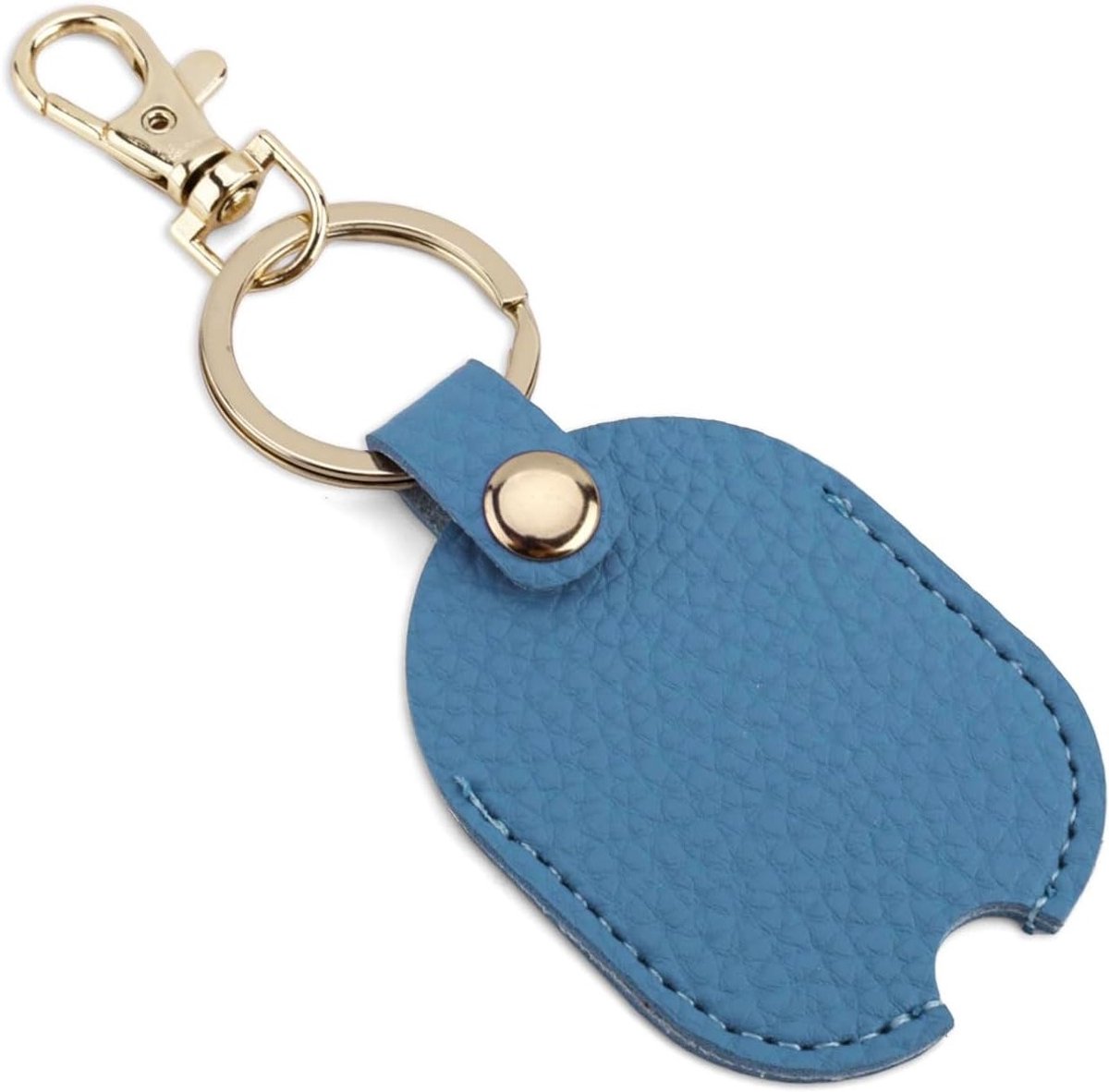 Vervangbare Leren Autosleutelhoes met IJzeren Sleutelhanger - Bescherming voor Autosleutels, Geschikt voor Mannen en Vrouwen (Blauw)