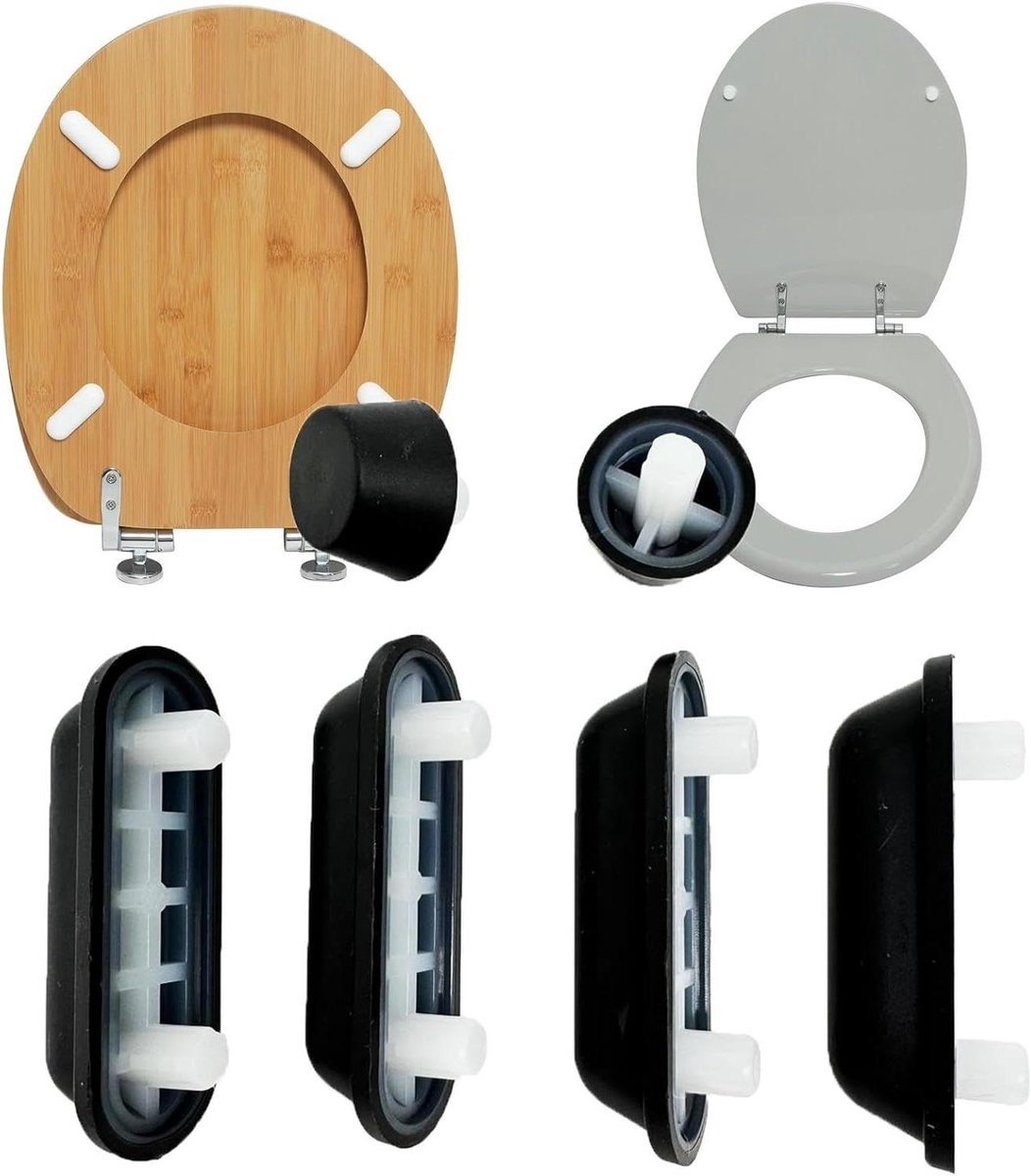 Toiletstoel Bumperset - Toiletbril Buffers - Stabiele Toiletzitting - Schokbestendig Ontwerp - 6 Delige Set - Zwart