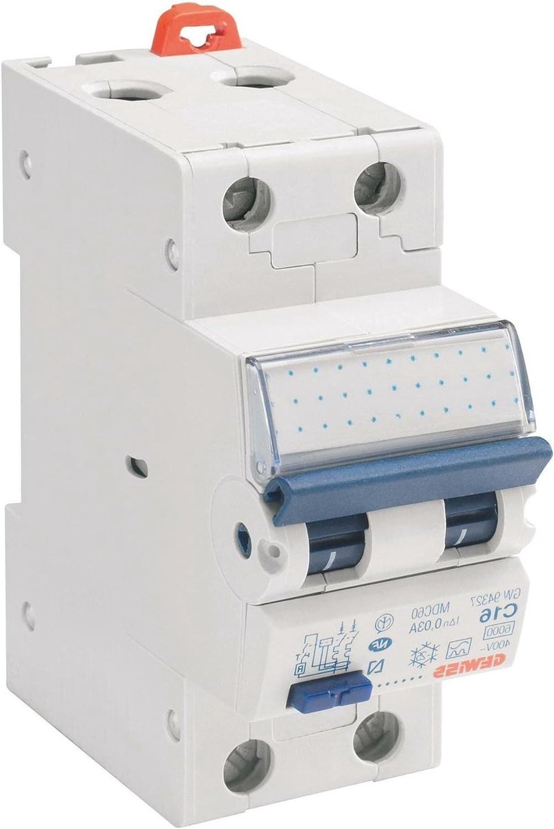 Stroomonderbreker - Automatische zekering - Elektrische beveiliging - Compact ontwerp - 2 modules - Wit