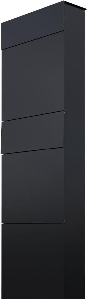 Brievenbus Dubbel - Brievenbus met slot - Post ontvangen - Vrijstaande montage - 36x115x13 cm - Zwart