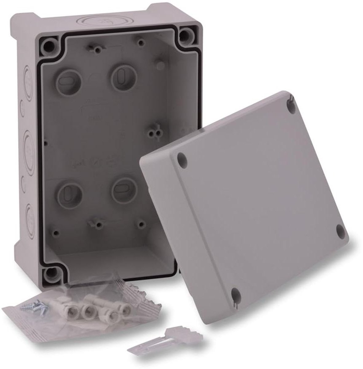 Kunststof Kast - Verdeelkast Behuizing - Elektrische Installatie - IP65 Waterdicht - 187x122x90mm - Grijs