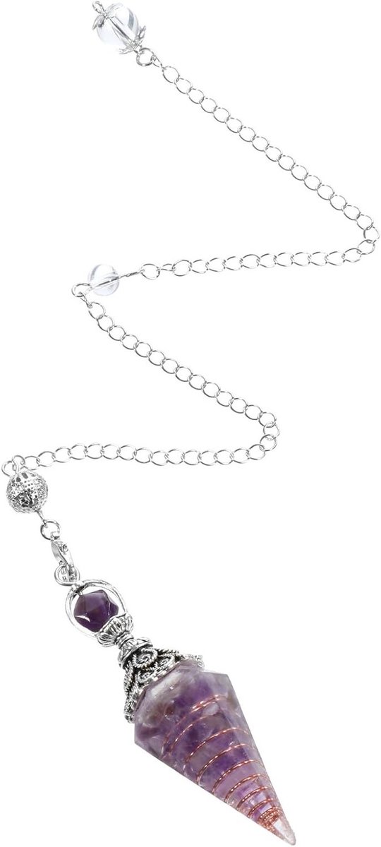 Healing Amethyst Crystal Garland met Hexagonale Puntige Cone Hanger en Ketting voor Dochelen, Energie Balanceren en Spiritualiteit