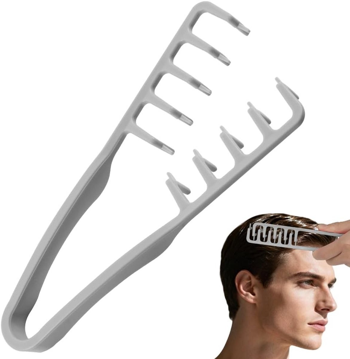Haarstyling Kam voor Mannen met Brede Tanden, Volume Tool voor Haar en Naadbedekking, Grijs Accessoire