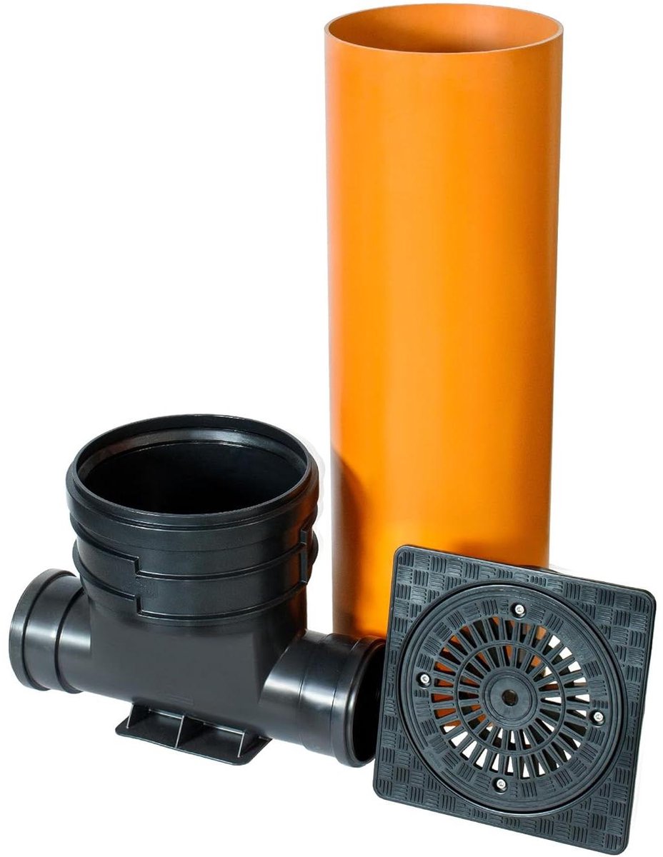 Pijpsysteem Set - Afvoerbuis Systeem - Riolering Aanleggen - Robuust PVC Materiaal - 54.5 x 54.5 x 128 cm