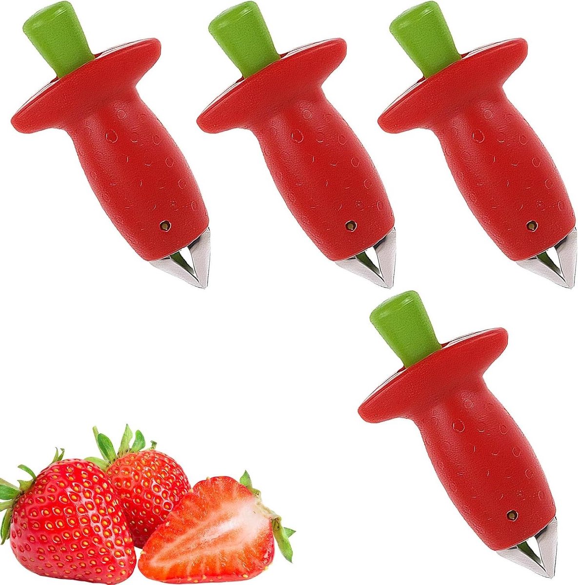 Verwijderaar Pitjes Aardbeien - Fruit Ontpitters Set - Snel Fruit Voorbereiden - Ergonomisch Hendel Ontwerp - 9 x 5 cm